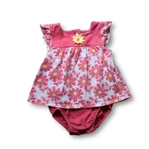 Babies R Us Pink Flowered Dress Onesie